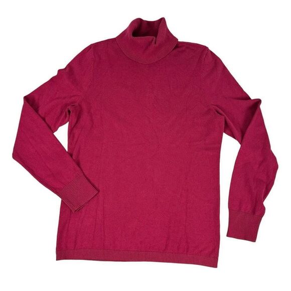 Talbots Raspberry Turtleneck Sweater size Medium Cotton blend - Picture 1 of 5